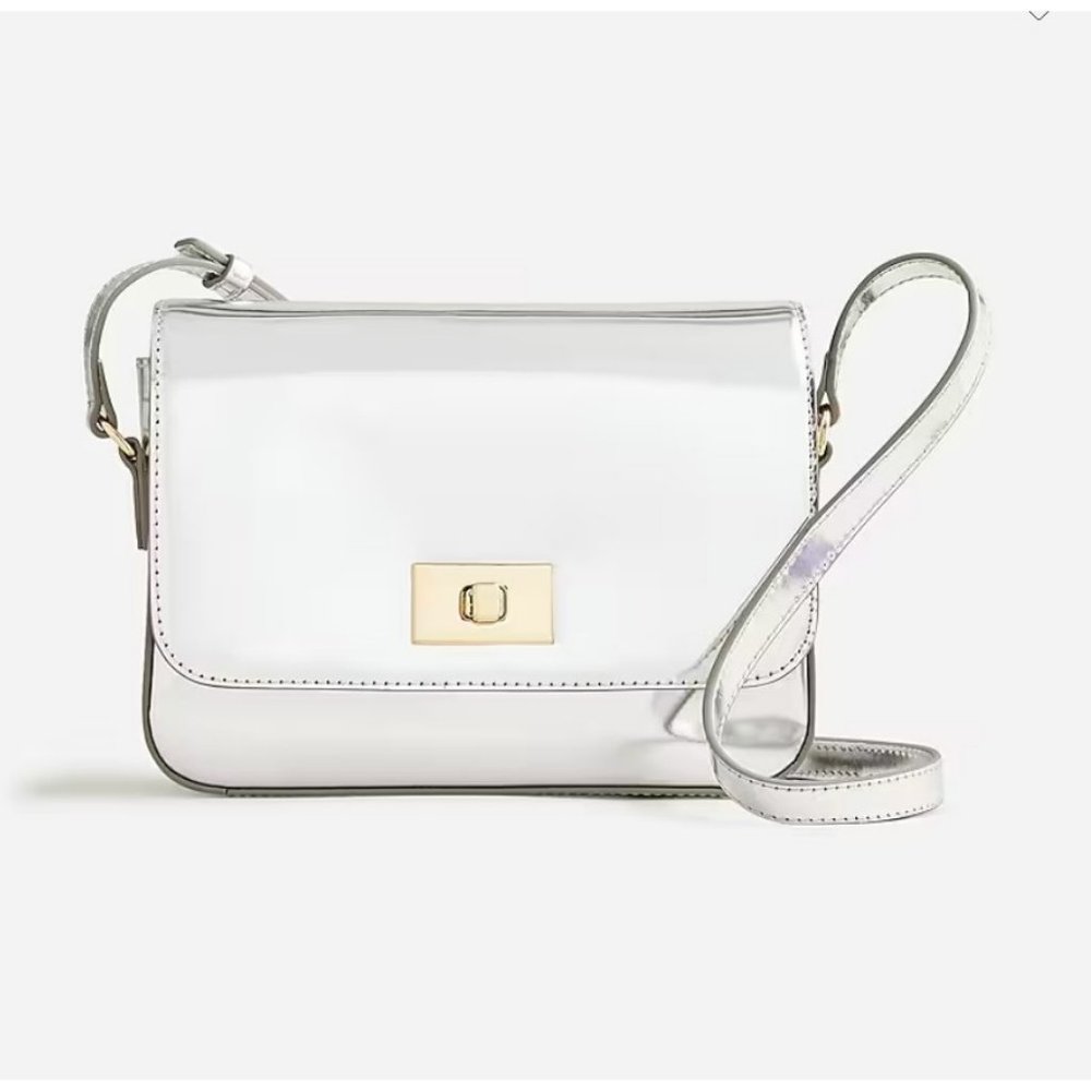 J.Crew $198 Edie Metallic Leather Bag in Silver BU765